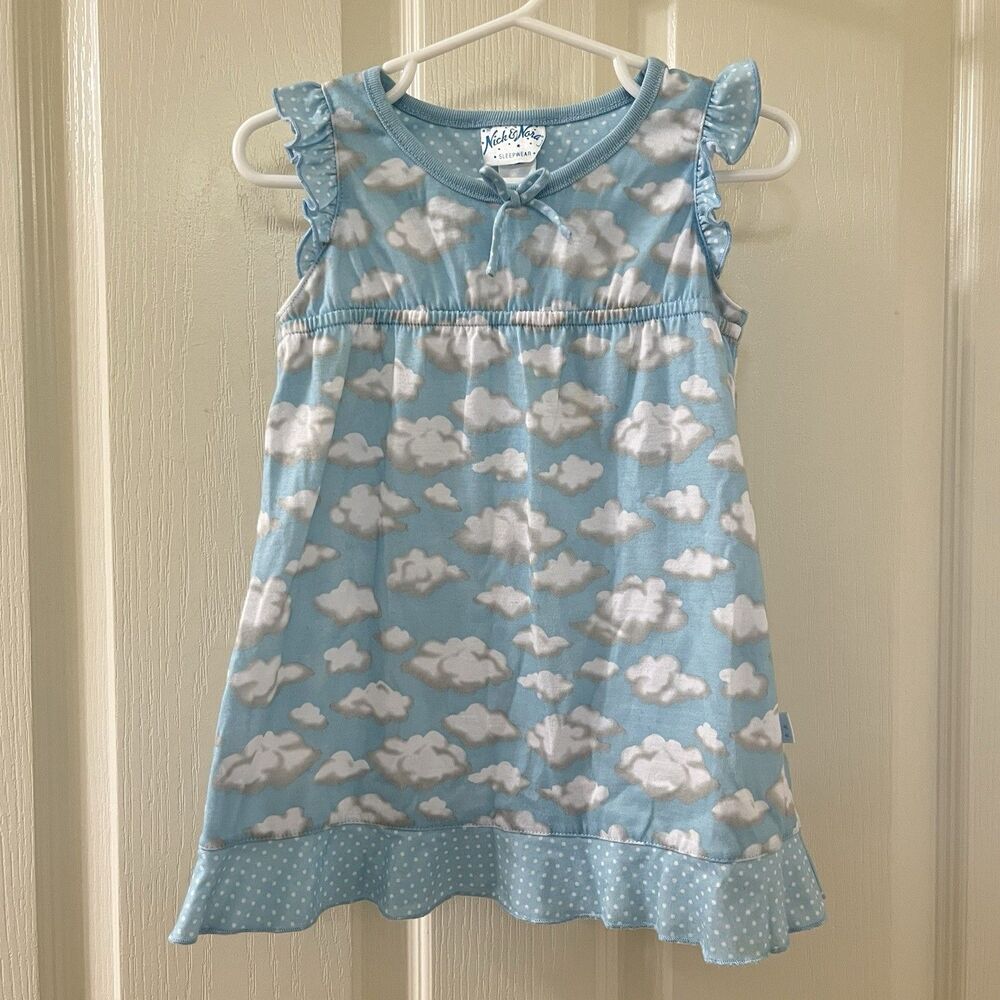 Nick & Nora Sleepwear Blue Cloud Print Nightgown Baby Girls Size 12 Months